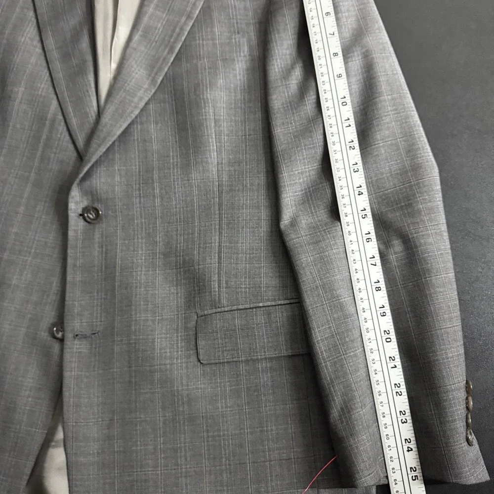 Hart Schaffner Marx Gold Mens Two Piece Suit‎ 42L 34W Grey Plaid Wool